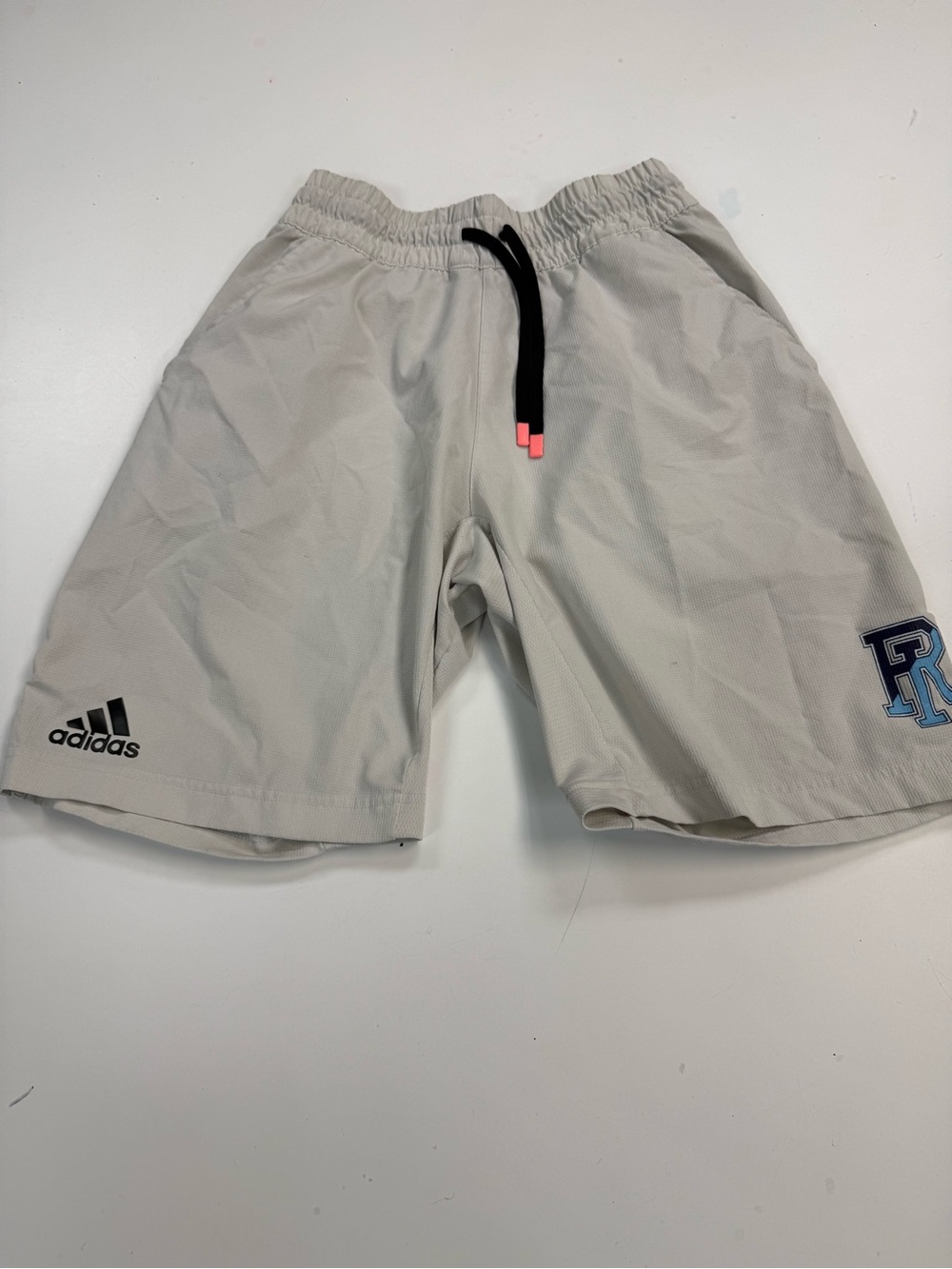 H&M Men’s Light Gray Athletic Shorts with Black Drawcord and Pink Tips